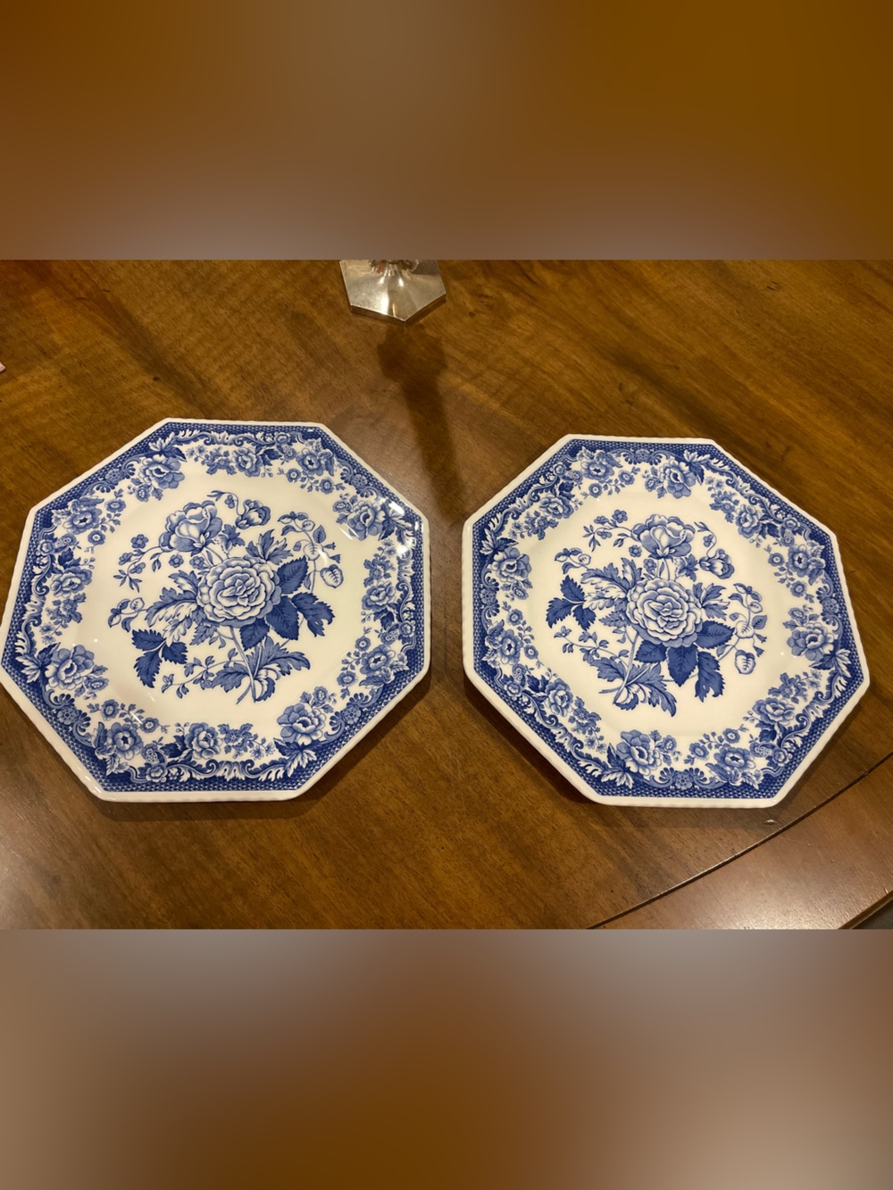 Spode Blue and White Octagonal Dinner Plates - Pair